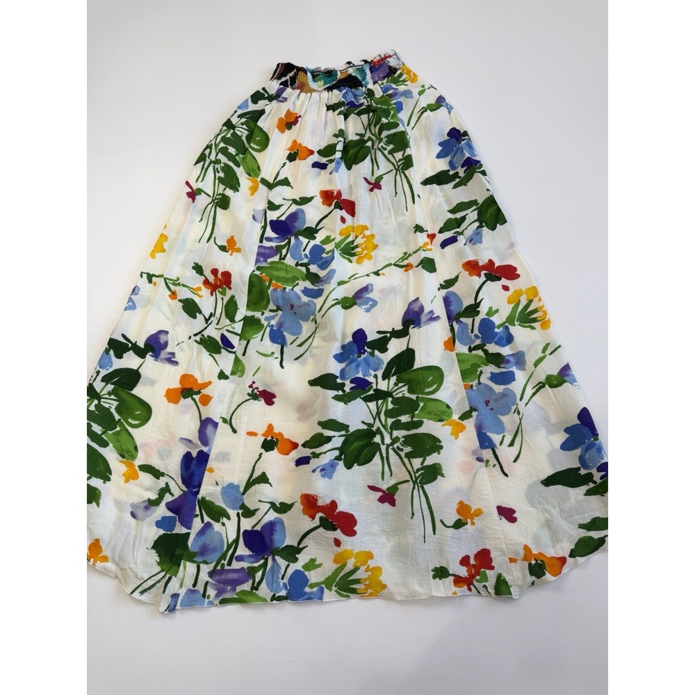 Jams World Midi Skirt S Watercolor Floral Rayon Made In Hawaii USA